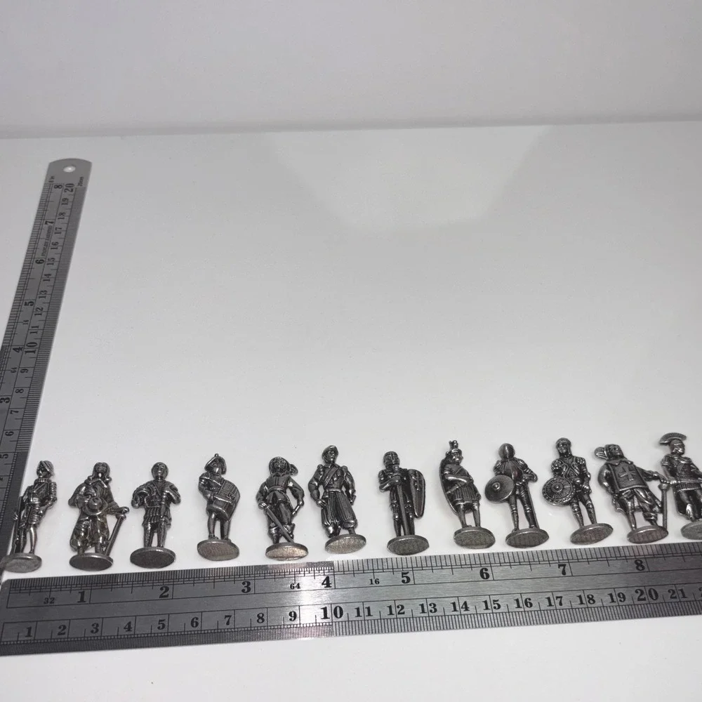Vintage Silver Tone Toy Soldiers Metal Miniature Historical Figures 12pc Gaming